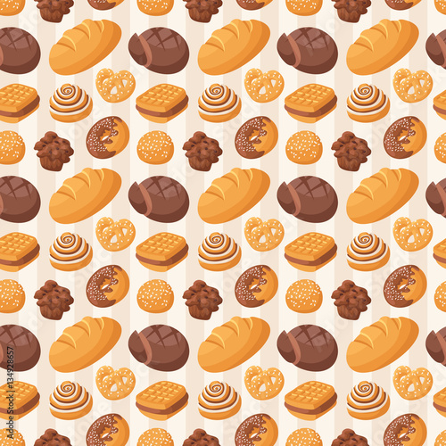 Bakery seamless pattern vector.