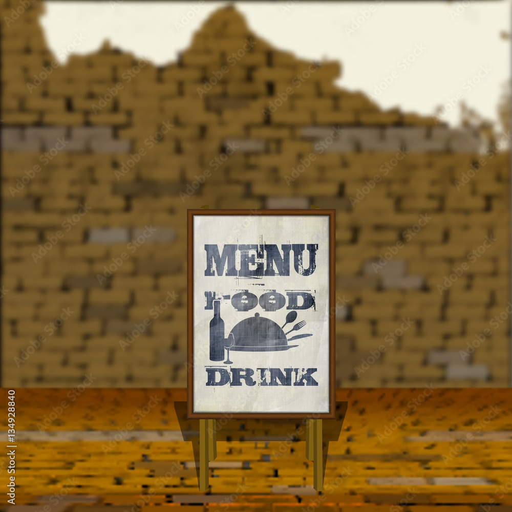 Fototapeta premium restaurant menu template with blurred brick background