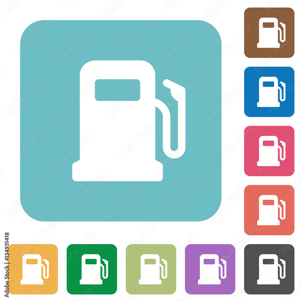 Obraz premium Gas station rounded square flat icons