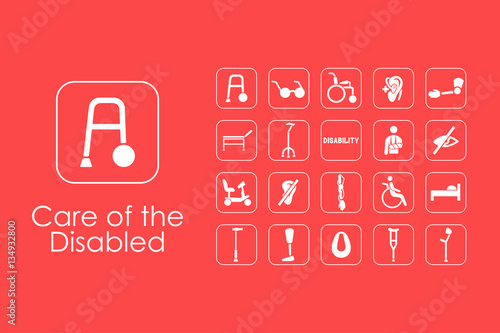 Set of people with disabilities simple icons