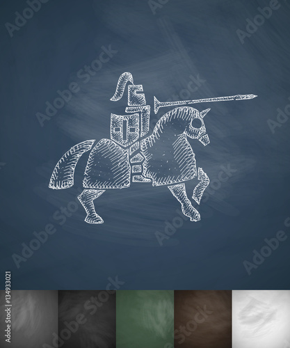 knight on horse icon. Hand drawn vector illustration