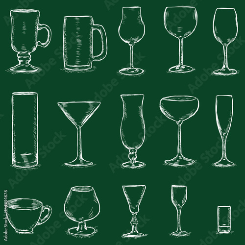 Vector Set of Sketch Stemware
