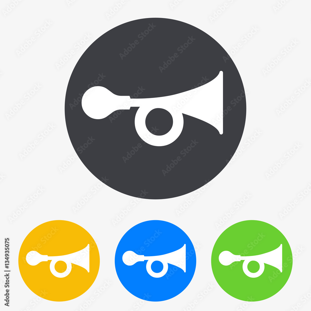Icono plano bocina en circulo varios colores Icono plano bocina en circulo varios colores