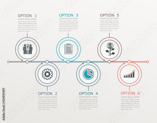Timeline, infographics template with stepwise structure with 6 steps. Business line elements infographics.