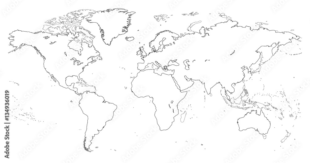 vector high detailed outline of world map