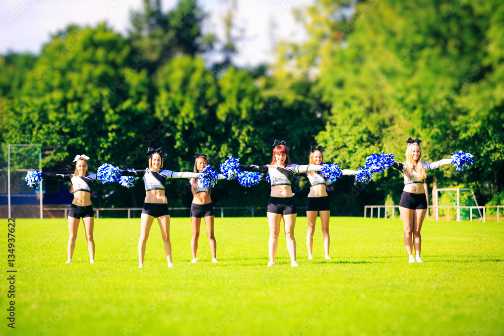 Cheerleaders Team Practicing Cheerleaders Team Practicing