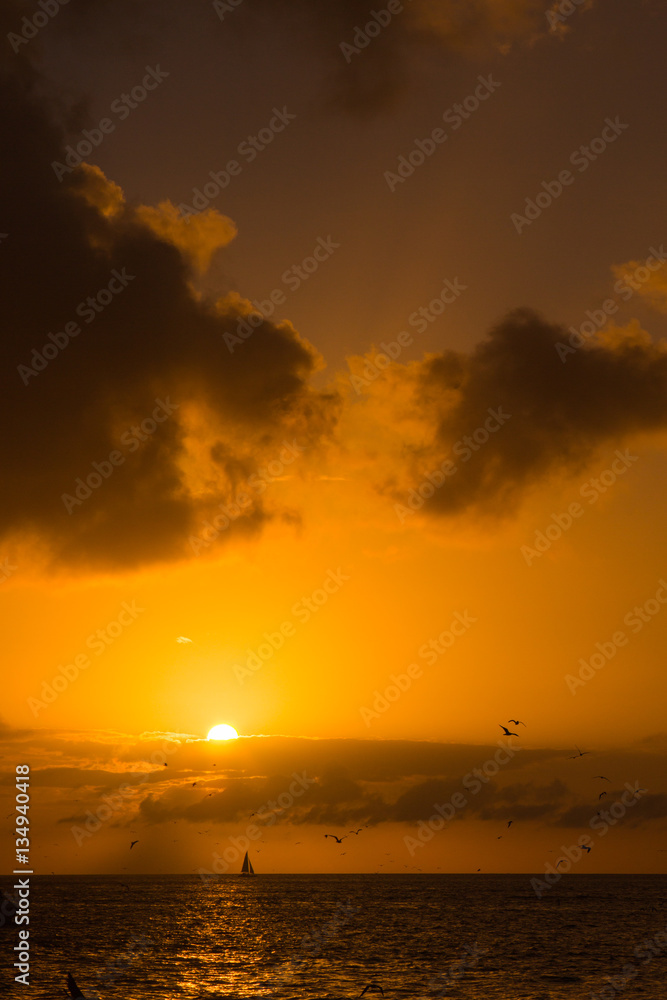 Key West Sunset and sailing boat