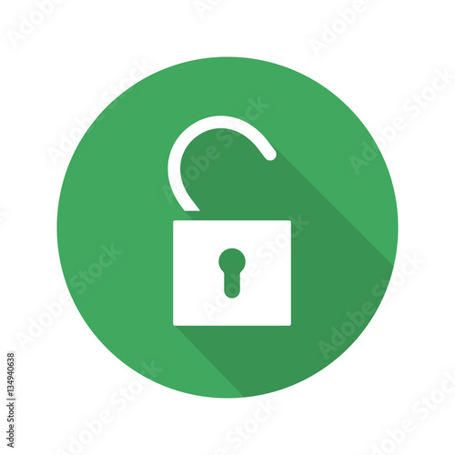 Open lock flat design long shadow icon