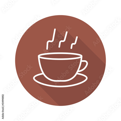 Coffee flat linear long shadow icon
