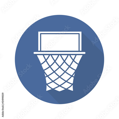 Basketball hoop flat design long shadow icon
