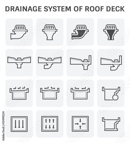 Vector icon design of roof deck drainage system.