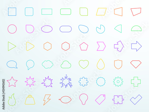 Big Colourful Generic Outline Icon Shapes Set Vector