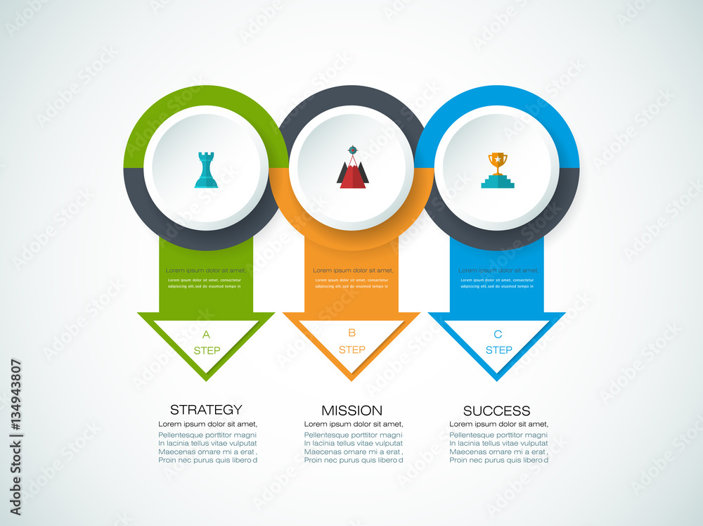 Vector infographics timeline design template with 3D paper label ...