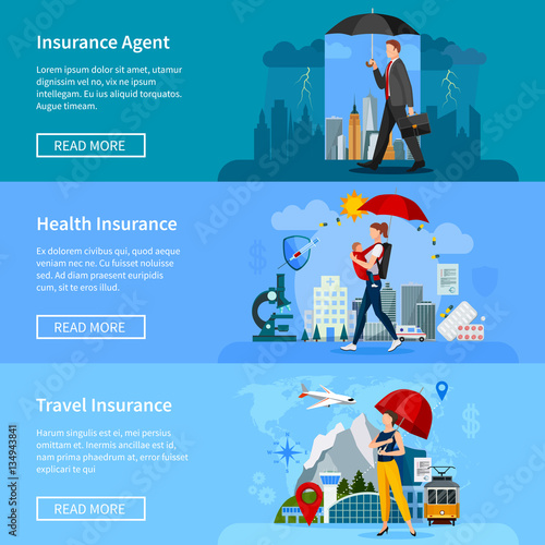 Insurance Banners Set