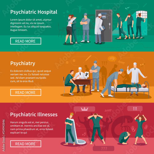 Psychiatric Illnesses Banners Set