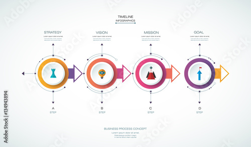 Vector infographics timeline design template with 3D paper label, integrated circles background. Blank space for content, business, infographic, diagram, flowchart, diagram, time line or steps process