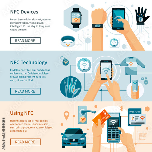 NFC Technology Horizontal Banners Set
