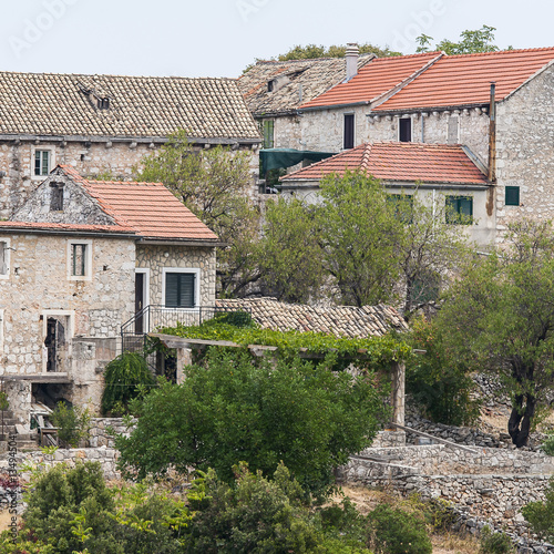 Pretty village Selca on the island of Hvar in Croatia photo