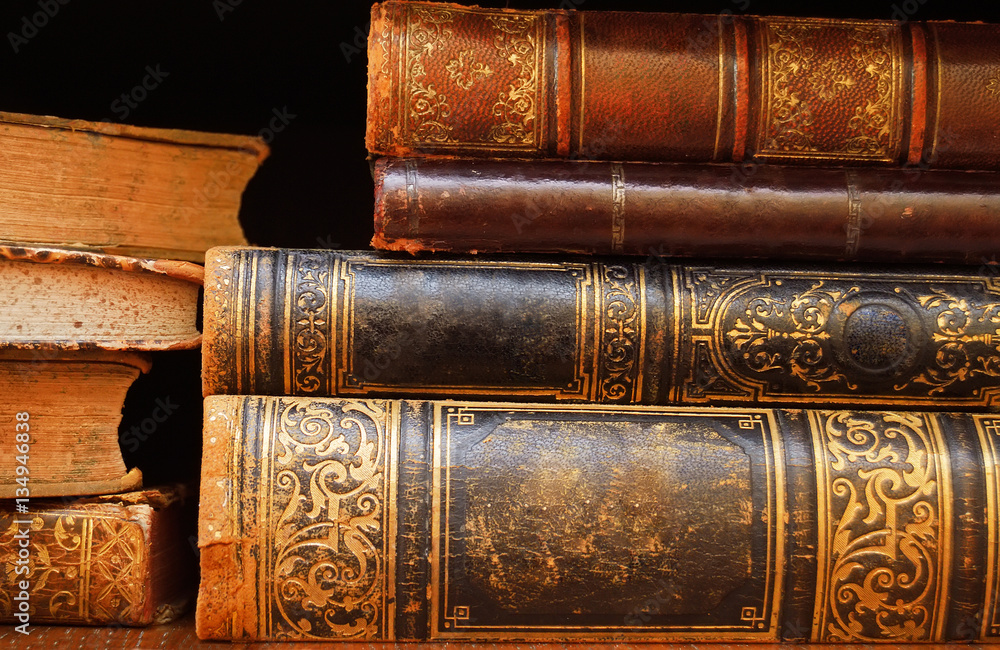 antique books on shelf macro antique books on shelf macro