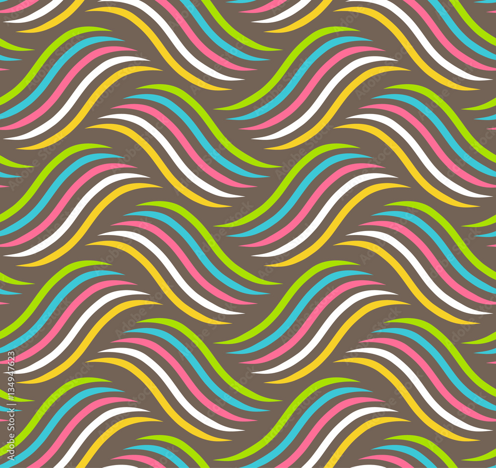 Seamless Fun Abstract Wavy Pattern Isolated on Brown Seamless Fun Abstract Wavy Pattern Isolated on Brown