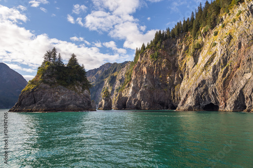 Spire Cove located within Kenai Fjords National Park. Wildlife Cruise around Resurrection Bay, Alaska, USA.