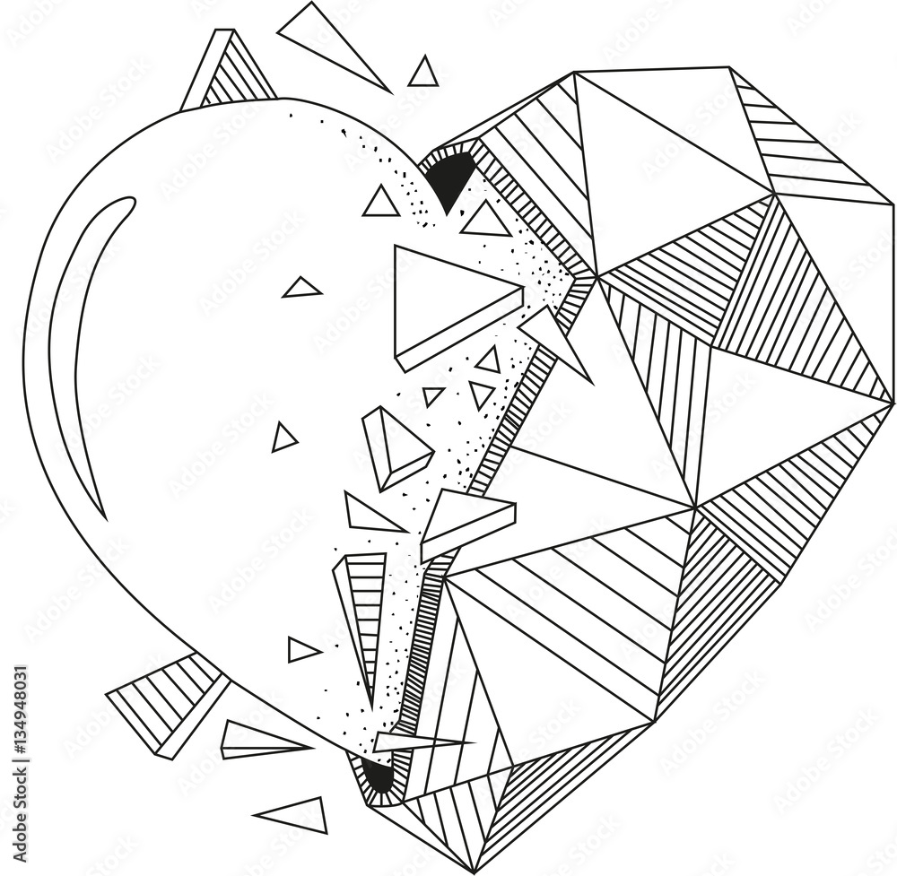 half-triangle heart half-triangle heart