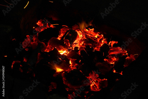  live-coals burning in a barbecue