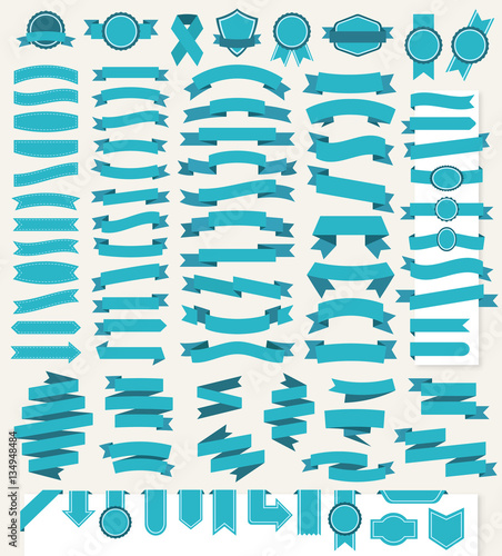 Ribbons and Labels Collection Isolated on White