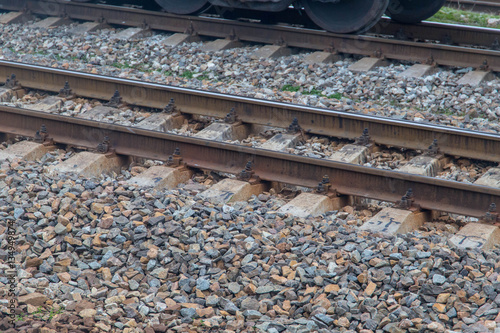 Fotografie, Obraz Train railways with little stones useful for background