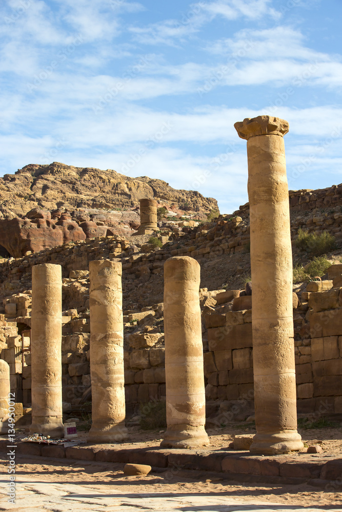 Ancient abandoned rock city of Petra in Jordan tourist attraction 