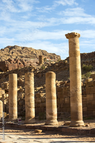 Ancient abandoned rock city of Petra in Jordan tourist attraction 