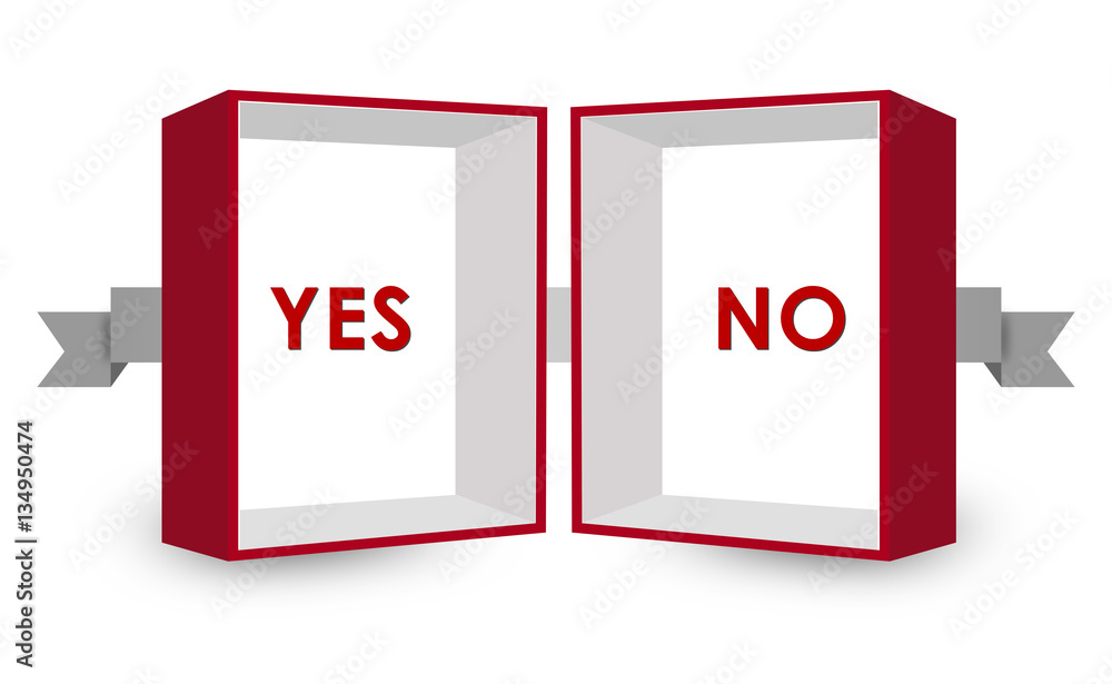 Opposite Text Inside Red and White 3D Box on White Background Opposite Text Inside Red and White 3D Box on White Background