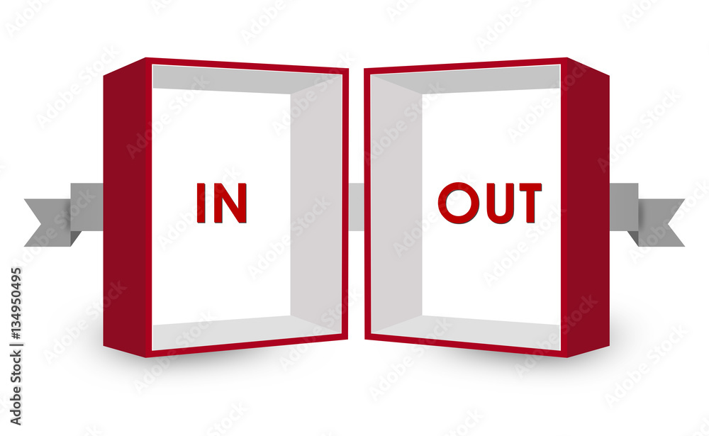 Opposite Text Inside Red and White 3D Box on White Background Opposite Text Inside Red and White 3D Box on White Background