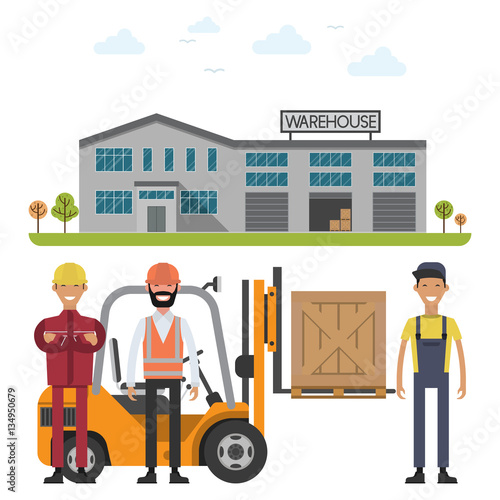 Warehouse workers vector illustration