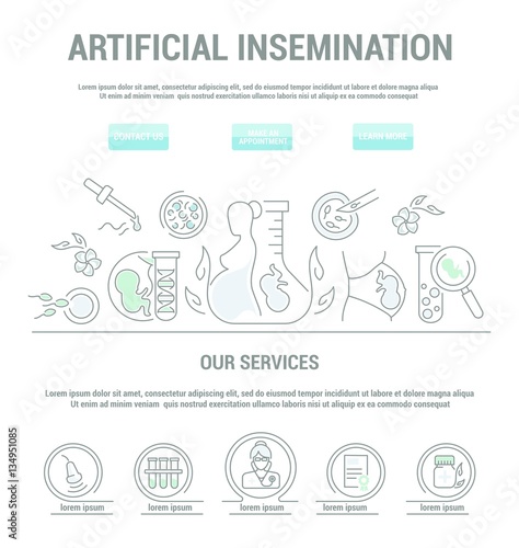 Vector graphic set.Icons in flat, contour,thin and linear designArtificial insemination. Landing Page.Simple isolated icon.Concept illustration for Web site app.Sign,symbol,emblem.