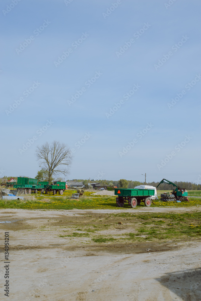 Wide view of farm buildings