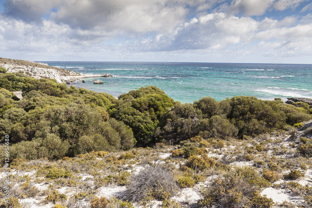 Scenic view over one of the beaches of Rottnest island, Australi