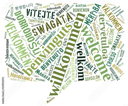 Obraz na plátně Wortwolke Willkomen in vielen Sprachen