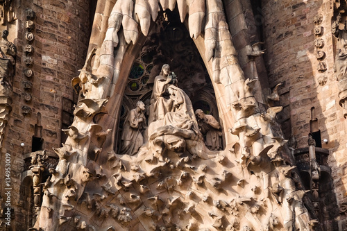 Close up detail of the Sagrada Familia. Barcelona, Spain