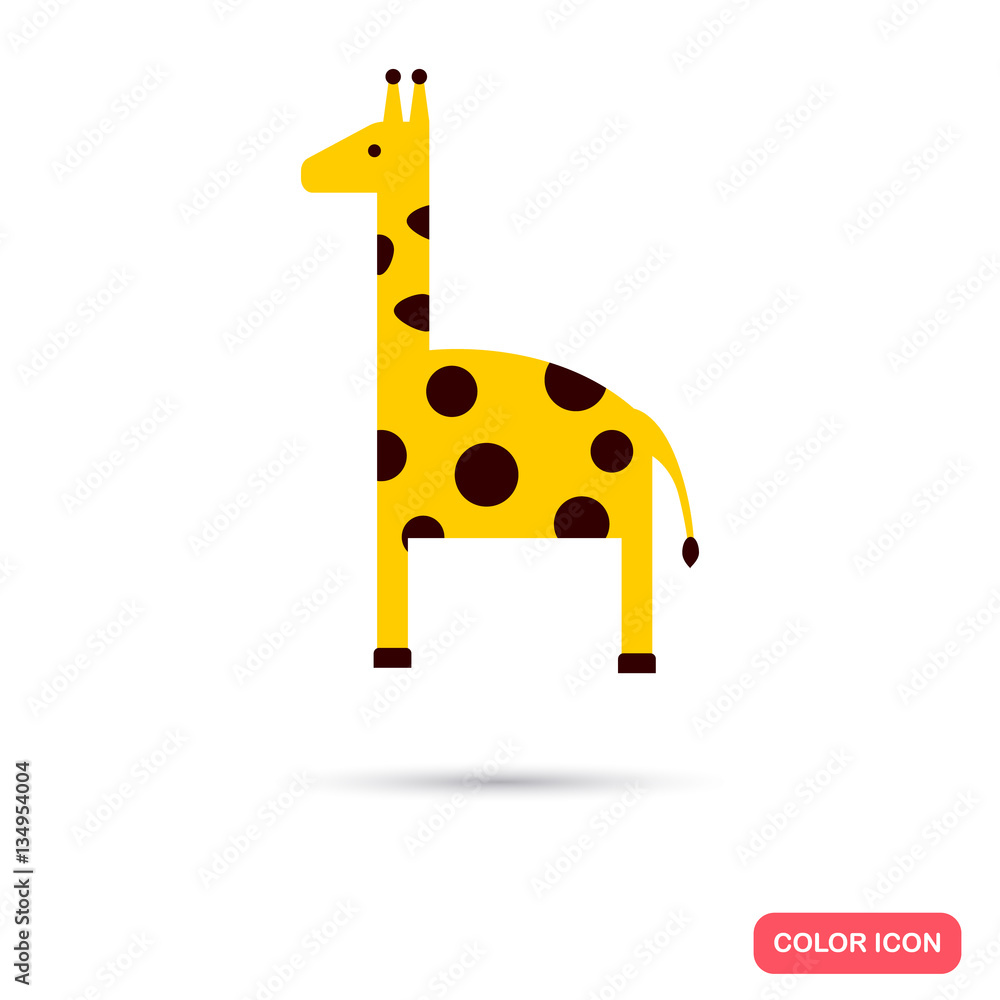 Cartoon giraffe color flat icon Cartoon giraffe color flat icon