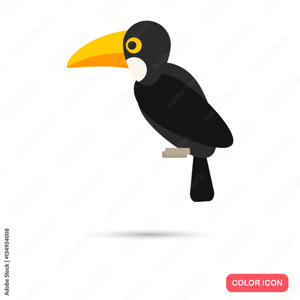 Fototapeta premium Toucan color flat icon