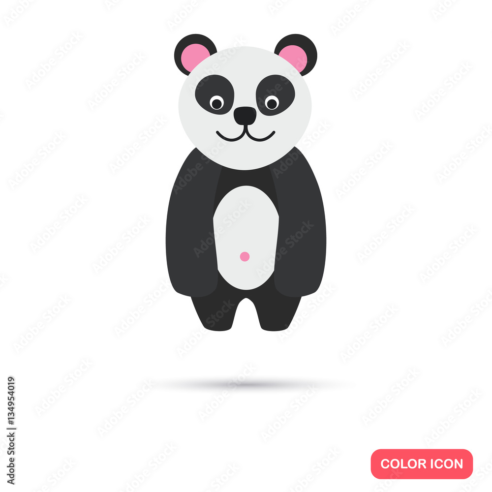 Naklejka premium Panda color flat icon