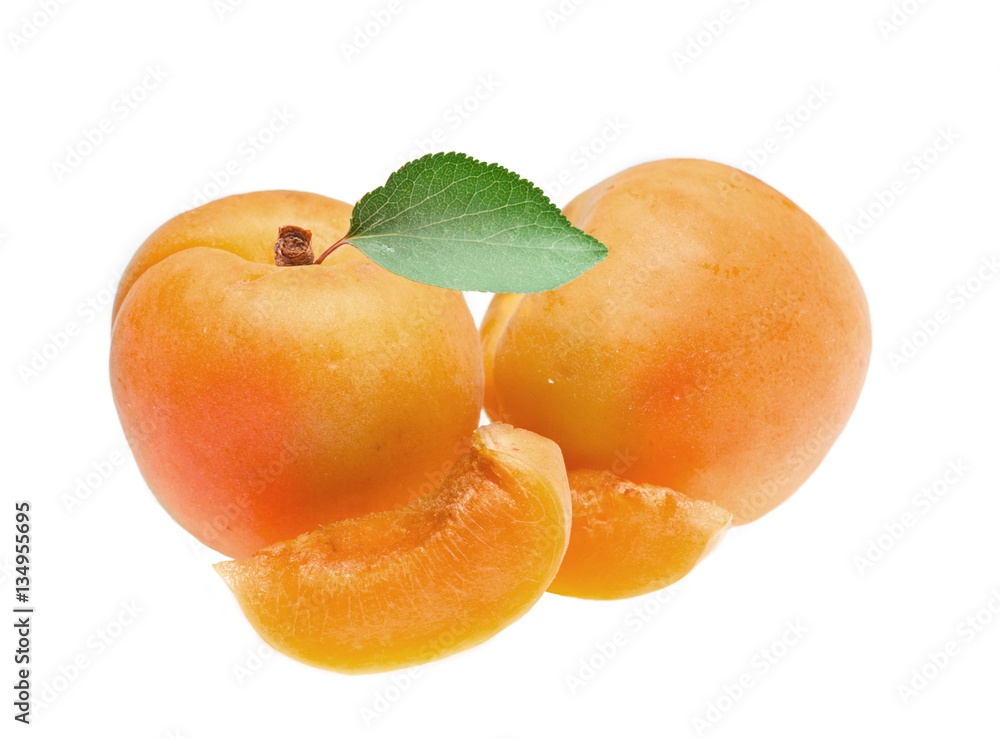 Fresh apricot fruits isolated on white background Fresh apricot fruits isolated on white background