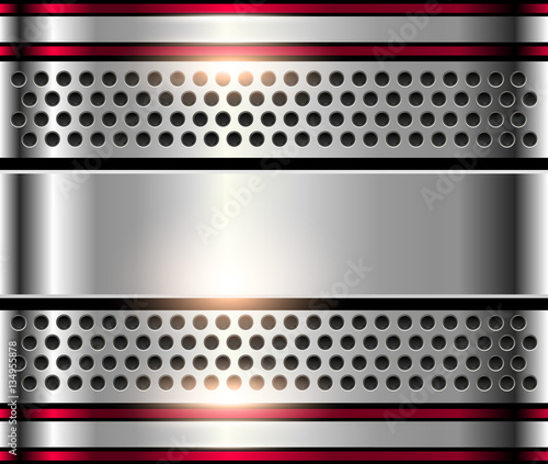 Silver metal background, shiny metallic chrome plate.