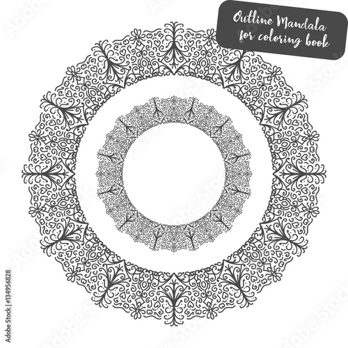Outline Mandala for coloring book. Decorative round ornament.