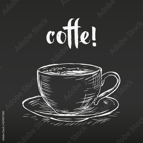 Cup of coffee hand drawn vector sketch