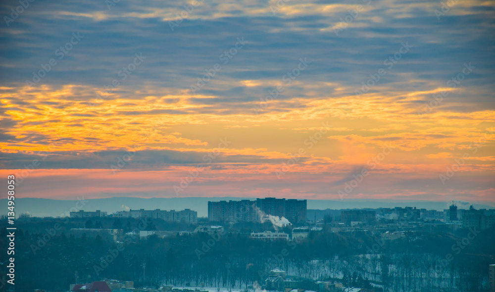Fototapeta premium Lviv city landscape in the morning