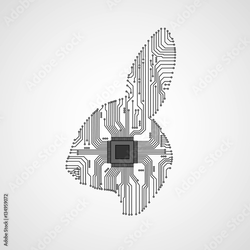 Abstract rabbit. Rabbit as an electronic circuit. Vector illustration.