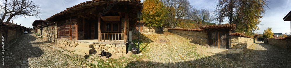 Naklejka premium Panorama from a street in Zheravna