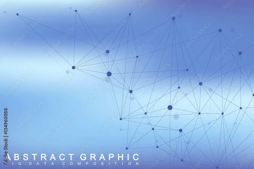 Geometric graphic background molecule and communication. Big data complex with compounds. Lines plexus, minimal array. Digital data visualization. Scientific cybernetic vector illustration. Geometric graphic background molecule and communication. Big data complex with compounds. Lines plexus, minimal array. Digital data visualization. Scientific cybernetic vector illustration.